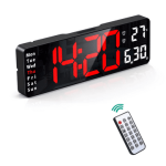 Horloge murale numérique 8082 – Grand écran LED, fonction mémoire, design moderne