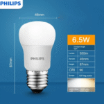 Lampe LED Blanc Chaud E27 6.5W Philips Haute Efficacité – Image 2