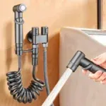 Douchette d’Ablution + Robinet Double Service Gris GSTOP
