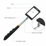Miroir Télescopique LED 290-876mm 66006 TOLSEN – Inspection Précise – Image 3
