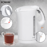 Bouilloire électrique blanche Bomann 1,5L 2200W – Sans fil