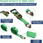 Ceinture câblage cliquet 2x10m vert Emcom – Arrimage - الصورة 3