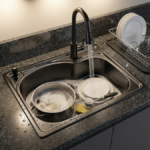 EVIER CUISINE 1 BAC INOX NOIR 58X42 AVEC SIPHON - Image 3 - SOGEDIM Market