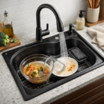 EVIER CUISINE 1 BAC INOX NOIR 58X42 AVEC SIPHON - Image 2 - SOGEDIM Market