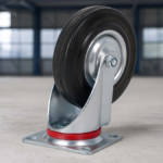 ROUE PIVOTANTE PLAQUE 160 NOIRE – Image 3