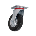 ROUE PIVOTANTE PLAQUE 160 NOIRE – Image 2