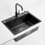 EVIER CUISINE INOX 1BAC CHROME AVEC ACCESSOIRES + COUTEAU 50X40CM