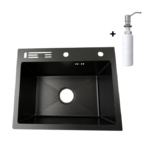 EVIER CUISINE INOX 1BAC CHROME AVEC ACCESSOIRES + COUTEAU 50X40CM – Image 2
