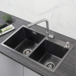 EVIER CUISINE INOX 2 BAC NOIR AVEC ACCESSOIRES 75x40 CM – Image 2