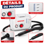 NETTOYEUR A VAPEUR 1500W 1L EMTOP – Image 2
