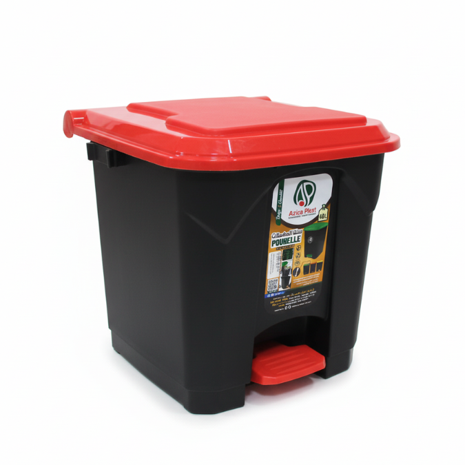 poubelle a - POUBELLE A PEDALE 40L NOIR/ROUGE AZIZA PLAST - SOGEDIM Market Algérie